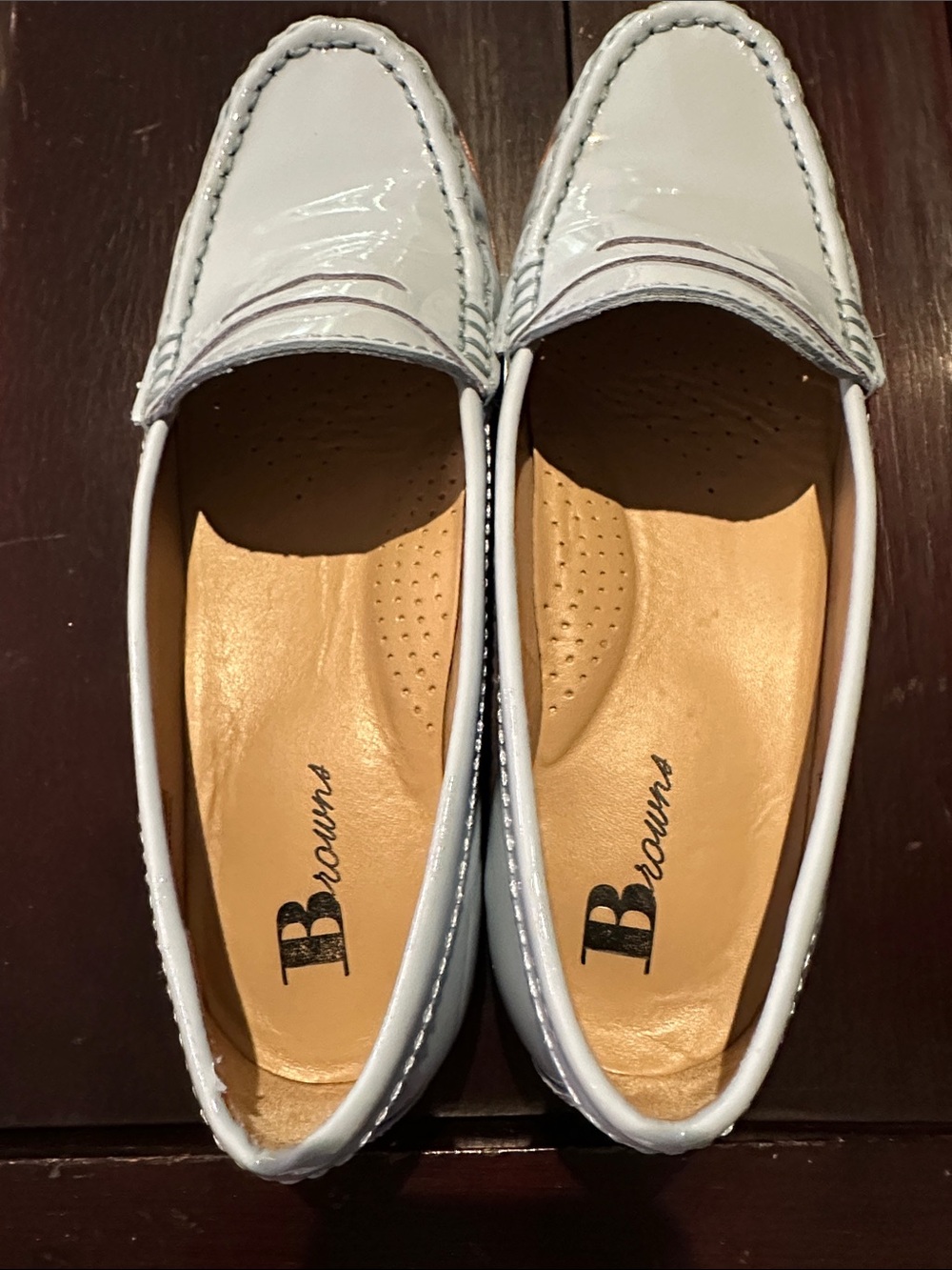 Women’s Light Blue Patent Leather Loafers - Slip-On Flats